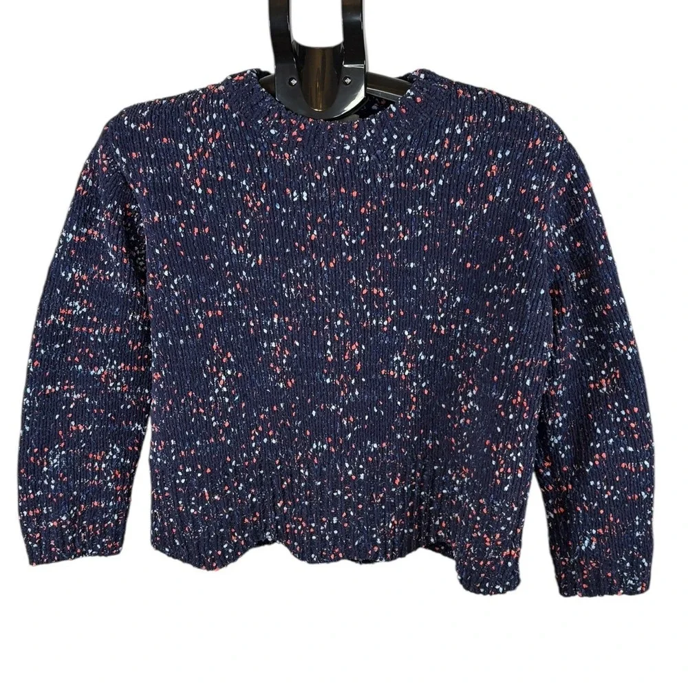 Jun &‎ Ivy Navy Blue Confetti Knit Sweater Womens Small ST20B306 Francescas